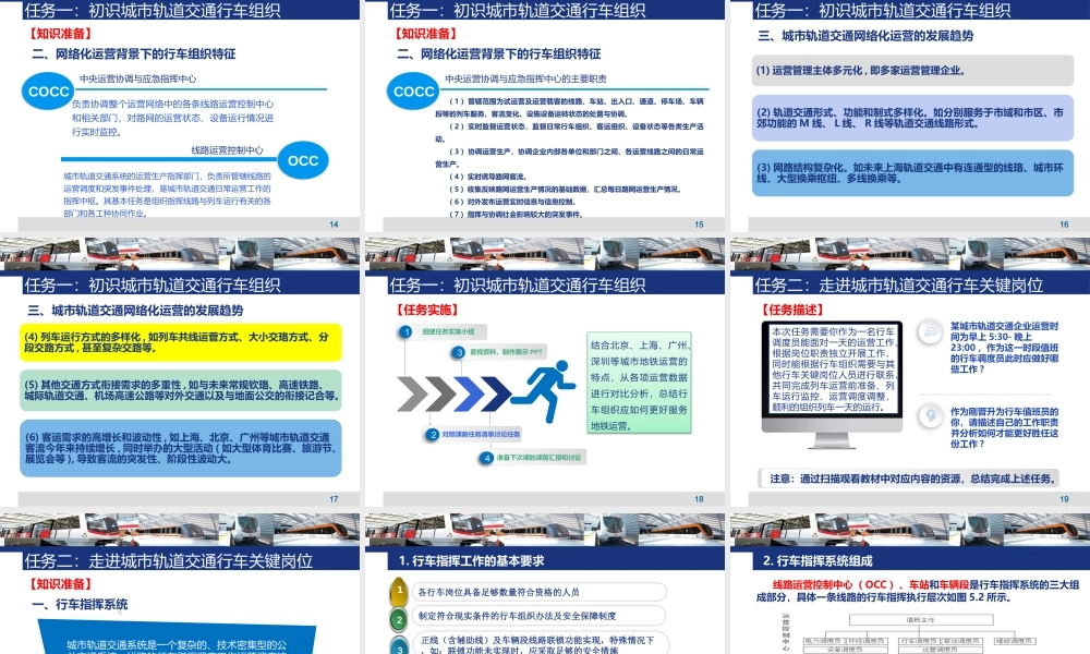 城市轨道交通行车组织整本书课件完整版电子教案