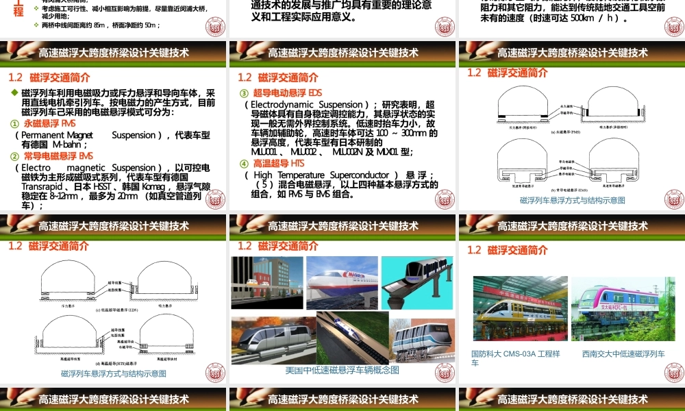 高速磁浮大跨度桥梁设计关键技术(研究生课程讲稿)