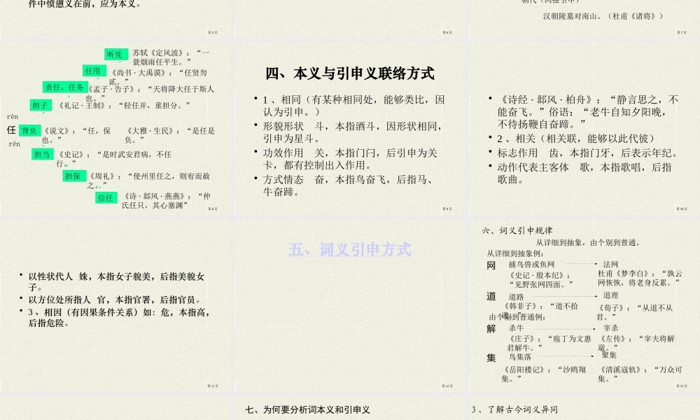 古汉语词的本义和引申义名师公开课一等奖省优质课赛课获奖课件