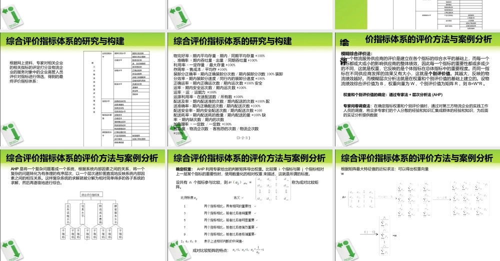 物流服务供应商综合评价指标体系的构建与绩效评价课件