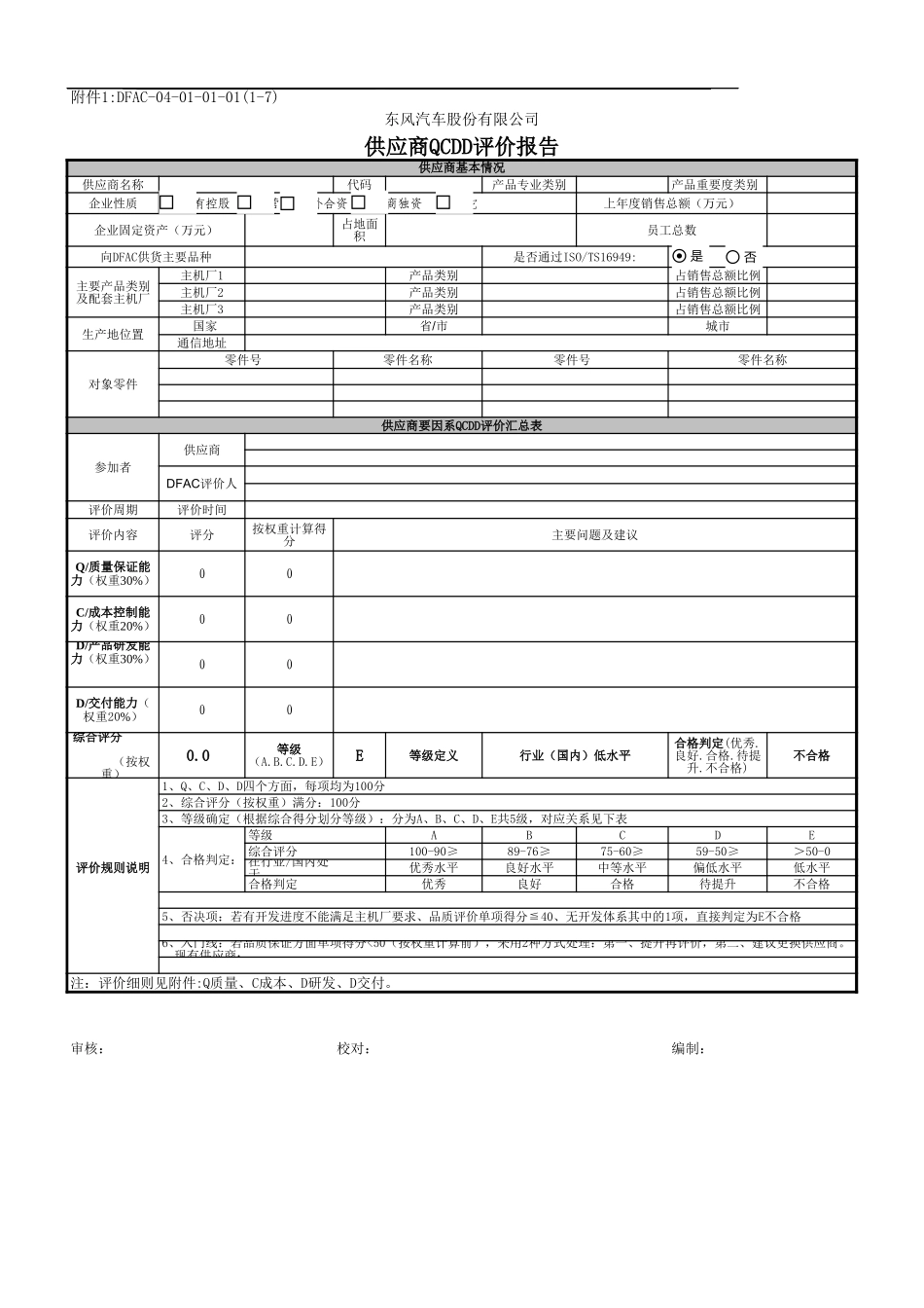 供应商第二方QCDD评价标准-Q质量_第1页