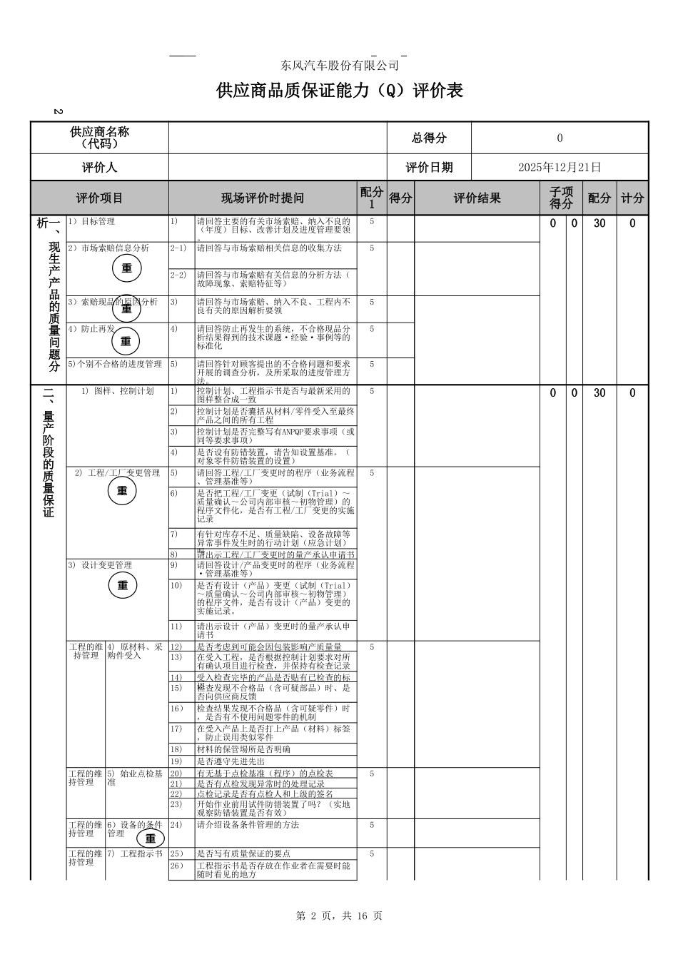 供应商第二方QCDD评价标准-Q质量_第2页