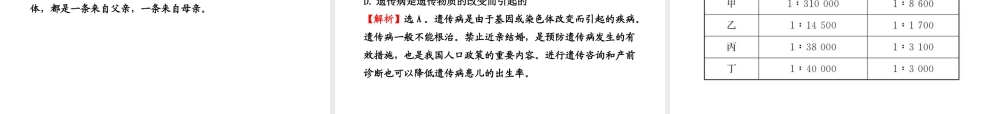 八年级生物上册 第二十章 第六节 遗传病和人类健康课件 北师大版