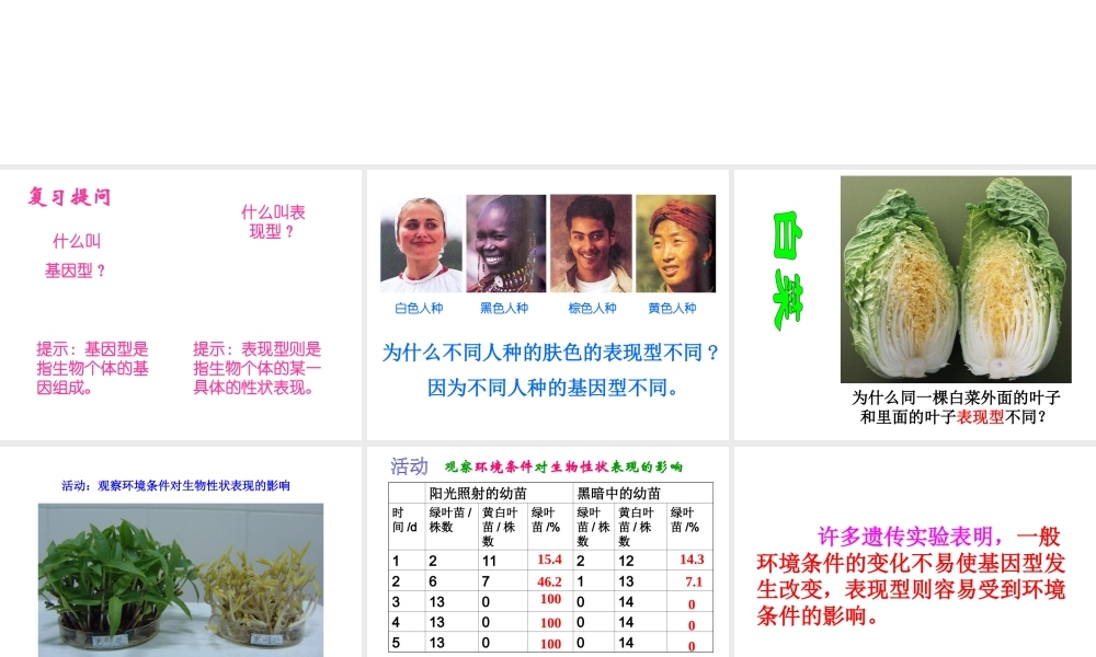 八年级生物上册 第二十章 第五节 遗传与环境课件 北师大版