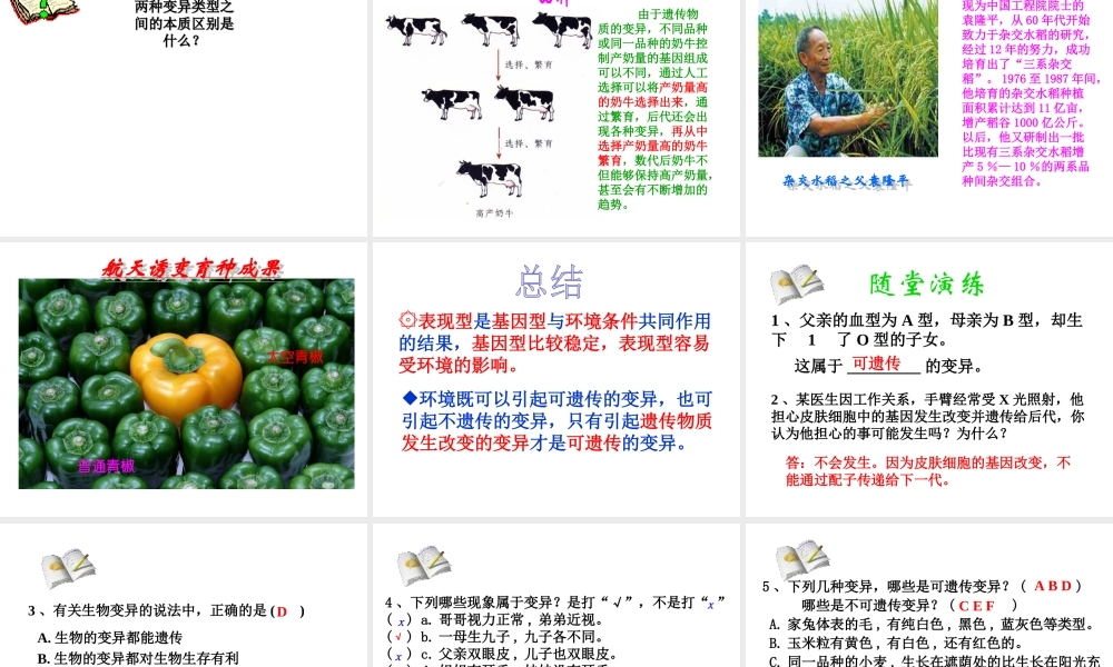 八年级生物上册 第二十章 第五节 遗传与环境课件 北师大版