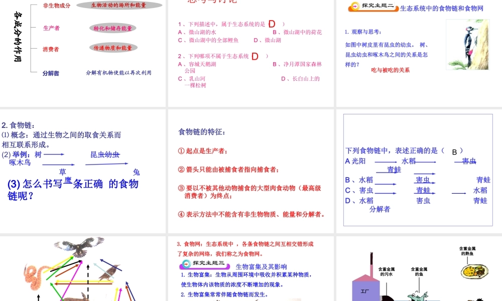 八年级生物上册 第7单元 第19章 第1节 生态系统的组成课件 （新版）苏教版