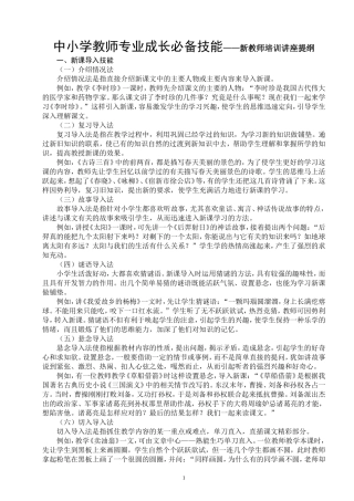 2026年中小学教师专业成长必备技能——新教师培训讲座提纲