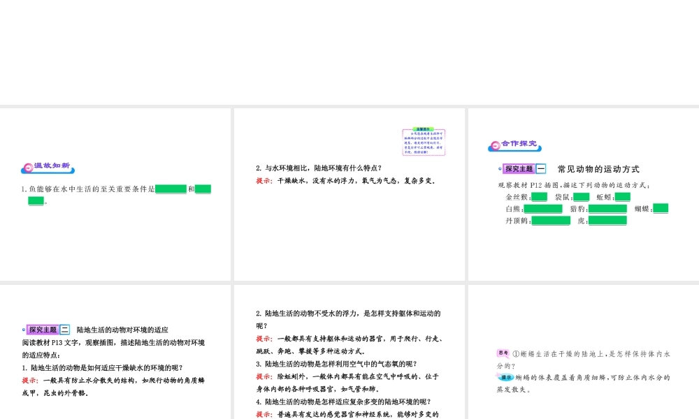 八年级生物上册 第五单元 第一章 第二节 陆地生活的动物（一）课件 新人教版
