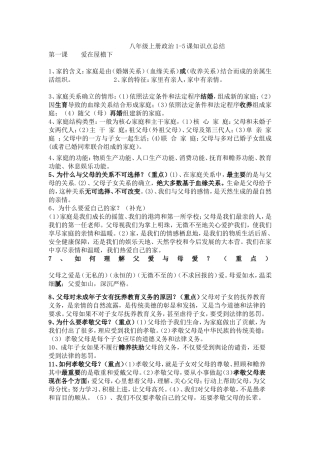 八年级上册政治1-5课知识点总结