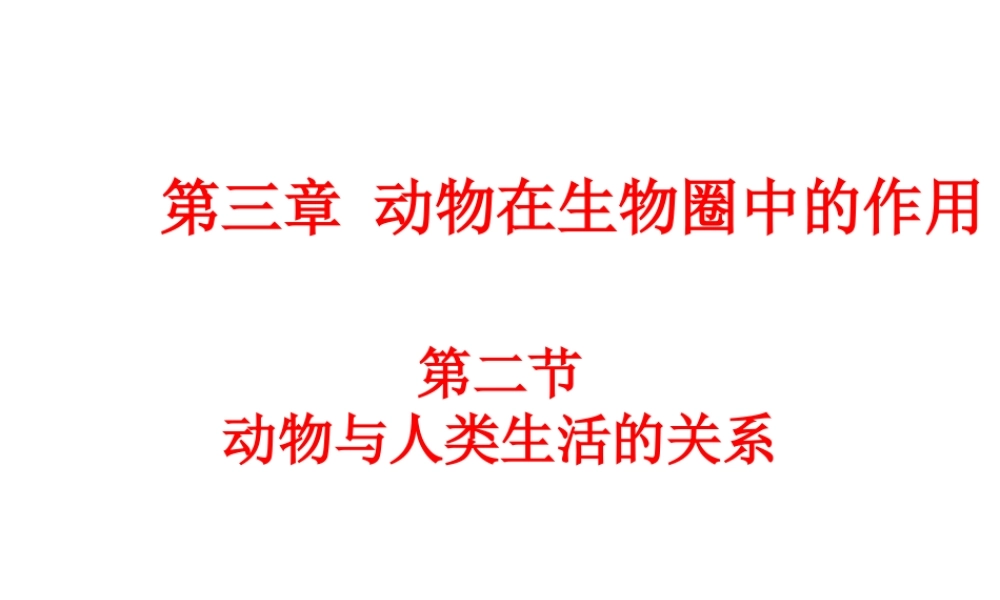 八年级生物上册 第七单元 第三章 第二节 动物与人类生活的关系课件 鲁科版五四制-鲁科级上册生物课件