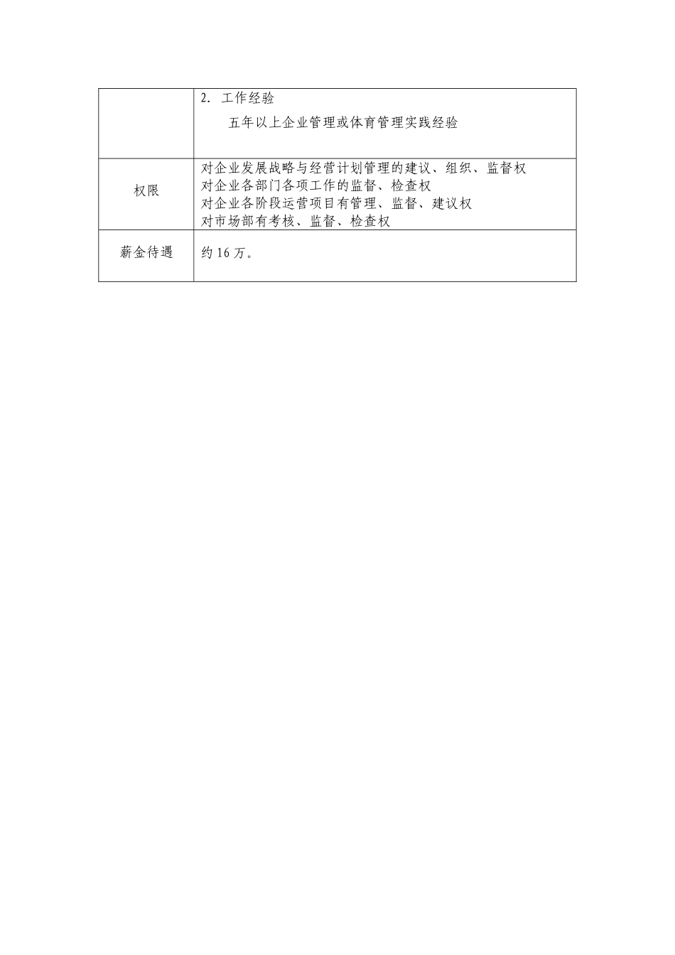 北京住总京体体育文化有限公司总经理职位说明书_第3页