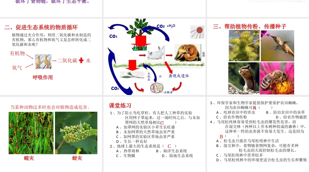八年级生物上册 第七单元 第三章 第一节 动物在自然界中的作用课件 鲁科版五四制-鲁科版初中八年级上册生物课件