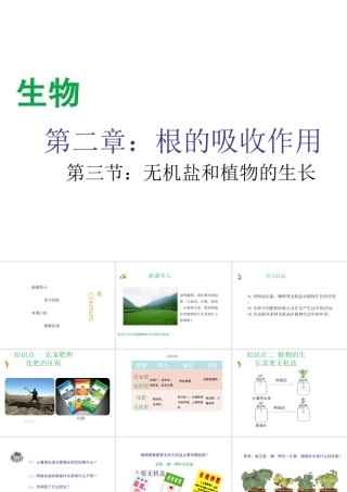 八年级生物上册 第三单元 第二章 第3节《无机盐和植物的生长》课件1 （新版）冀教版-（新版）冀教级上册生物课件