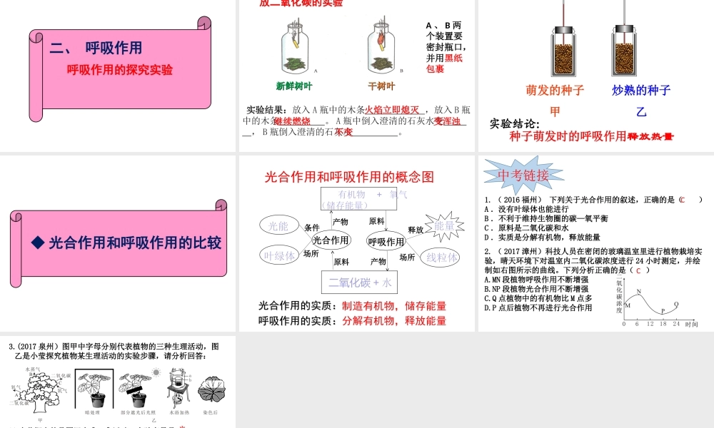 八年级生物上册 第三单元 第四章 第1节 呼吸作用课件 （新版）冀教版-（新版）冀教版初中八年级上册生物课件