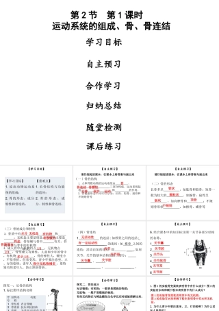 八年级生物上册 第五单元 第15章 第2节 动物运动的形成（第1课时 运动系统的组成、骨、骨连结）课件 （新版）北师大版-（新版）新人教级全册生物课件