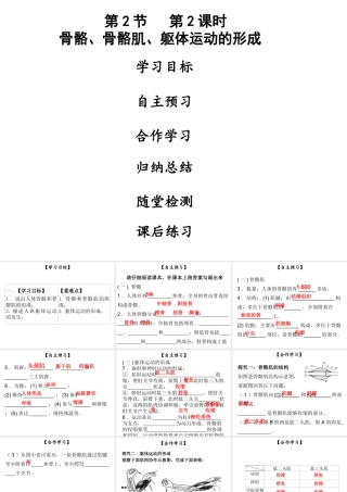 八年级生物上册 第五单元 第15章 第2节 动物运动的形成（第2课时 骨骼、骨骼肌、躯体运动的形成）课件 （新版）北师大版-（新版）北师大级上册生物课件