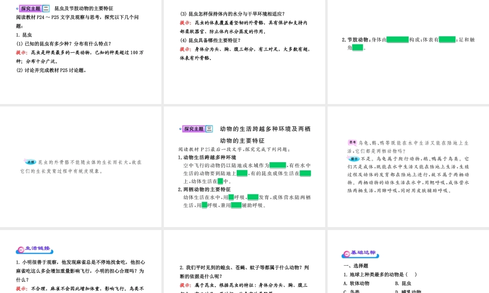 八年级生物上册 第五单元 第一章 第三节 空中飞行的动物课件 新人教版