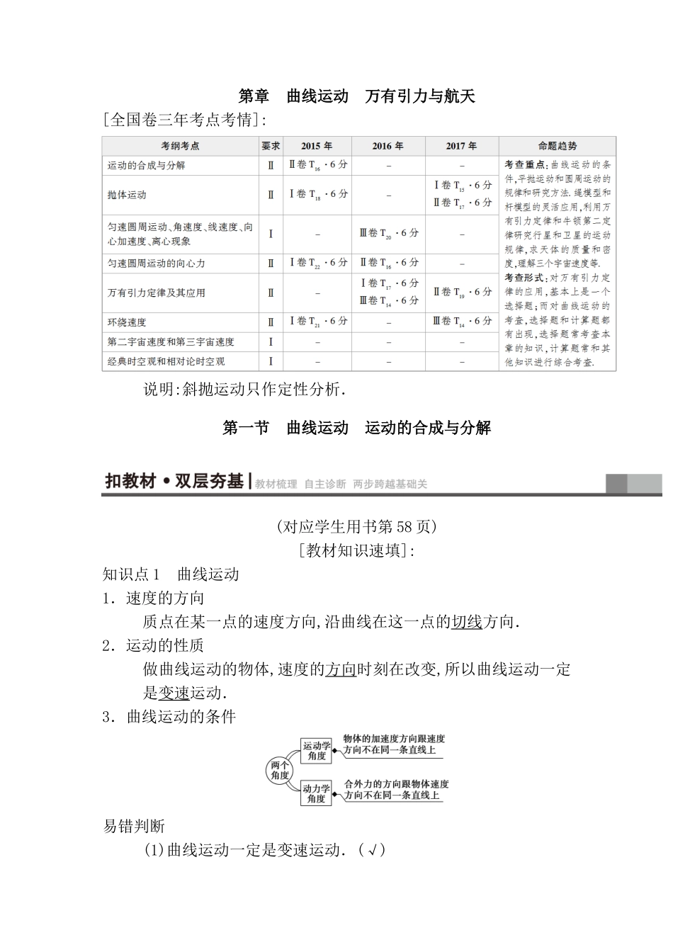 第章　曲线运动　万有引力与航天_第1页
