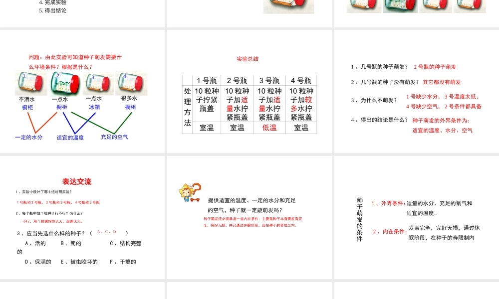 八年级生物上册 第三单元 第一章 第2节《种子萌发的条件》课件2 （新版）冀教版-（新版）冀教版初中八年级上册生物课件