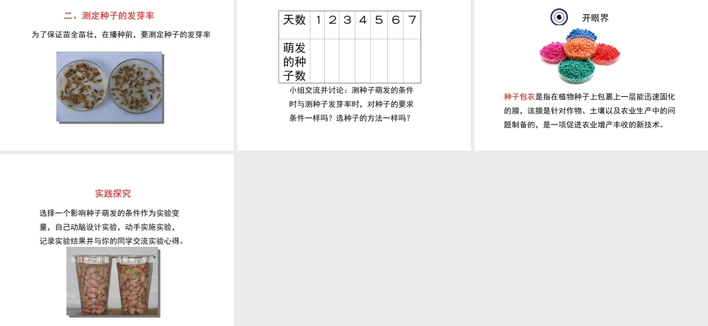 八年级生物上册 第三单元 第一章 第2节《种子萌发的条件》课件2 （新版）冀教版-（新版）冀教级上册生物课件