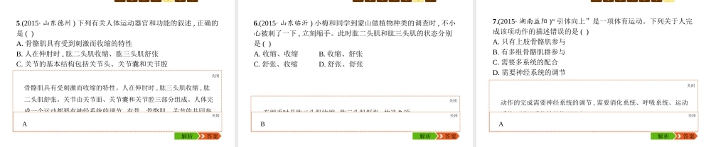 八年级生物上册 第五单元 第15章 动物的运动课件 （新版）北师大版-（新版）北师大版初中八年级上册生物课件