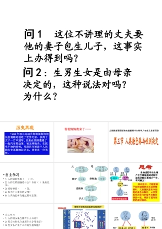 八年级生物上册 第三节 人类染色体与性别决定课件 （新版）济南版