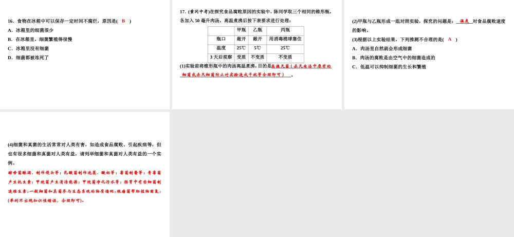 八年级生物上册 第5单元 第4章 第5节 人类对细菌和真菌的利用（第2课时 人类对细菌与真菌的其他利用）习题课件 （新版）新人教版-（新版）新人教版初中八年级上册生物课件