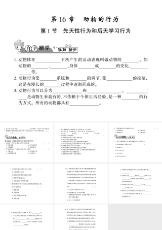 八年级生物上册 第五单元 第16章 第1节 先天性行为和后天学习行为习题课件 （新版）北师大版-（新版）北师大版初中八年级上册生物课件