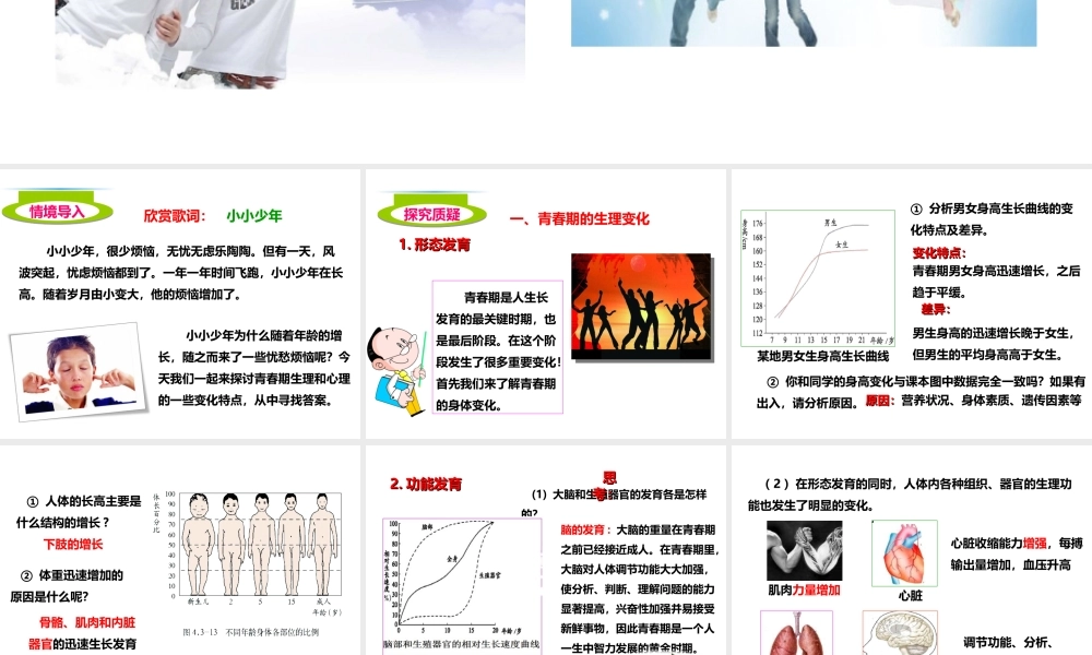 八年级生物上册 第三章 第二节《青春期发育》课件 （新版）济南版