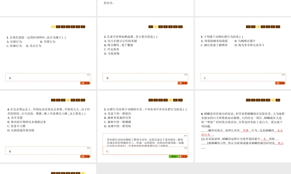 八年级生物上册 第五单元 第16章 第2节 动物行为的主要类型（第2课时 繁殖行为、节律行为、社群行为）课件 （新版）北师大版-（新版）北师大版初中八年级上册生物课件