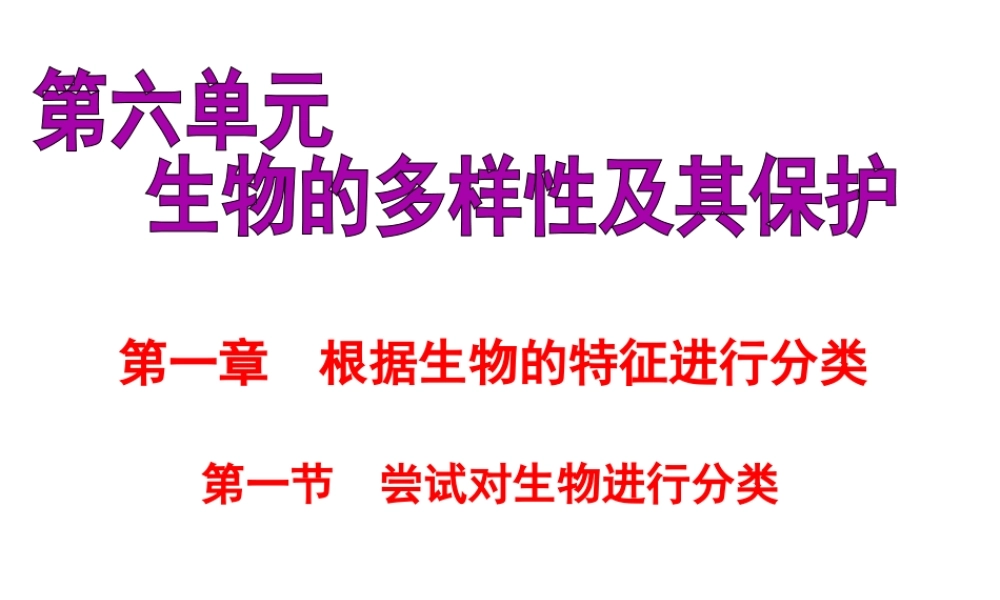 八年级生物上册 第一节 尝试对生物进行分类课件 新人教版