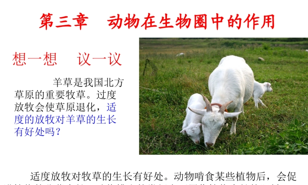 八年级生物上册 第三章 动物在生物圈中的作用课件 新人教版