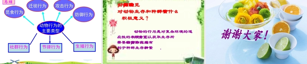 八年级生物上册 第一节动物行为的主要类型课件 苏教版