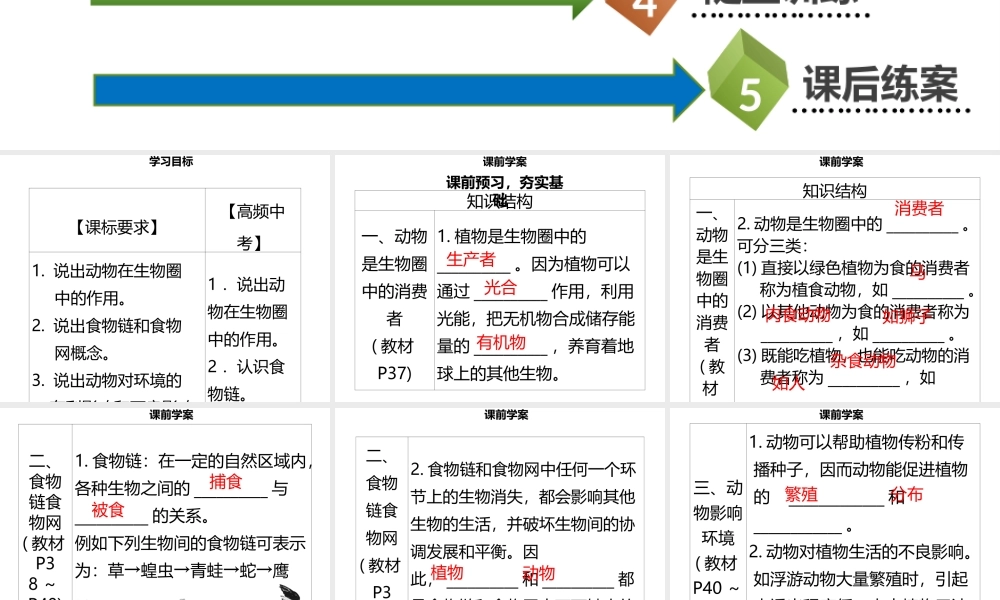 八年级生物上册 第五单元 第17章 第1节 动物在生物圈中的作用习题课件 （新版）北师大版-（新版）北师大级上册生物课件