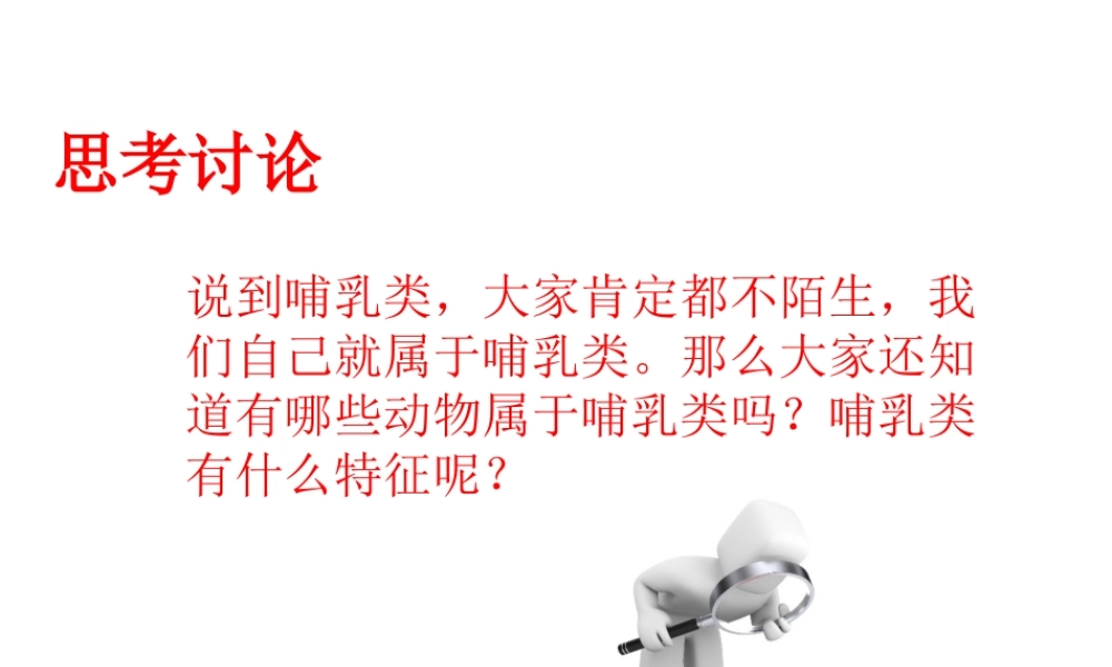 八年级生物上册 第一章 第七节 哺乳类课件 （新版）新人教版