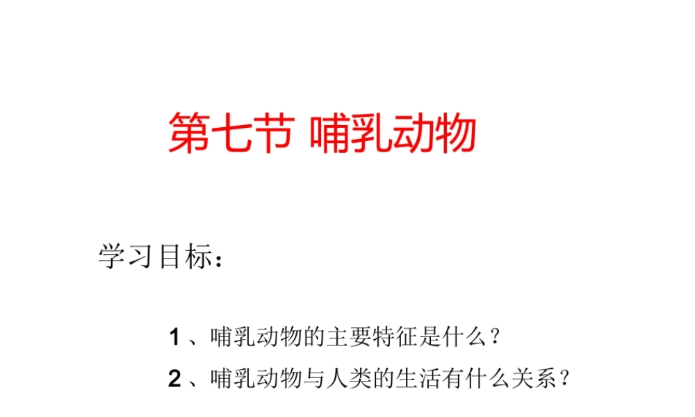八年级生物上册 第五单元 第一章 动物的主要类群 第七节 哺乳动物课件1 （新版）新人教版