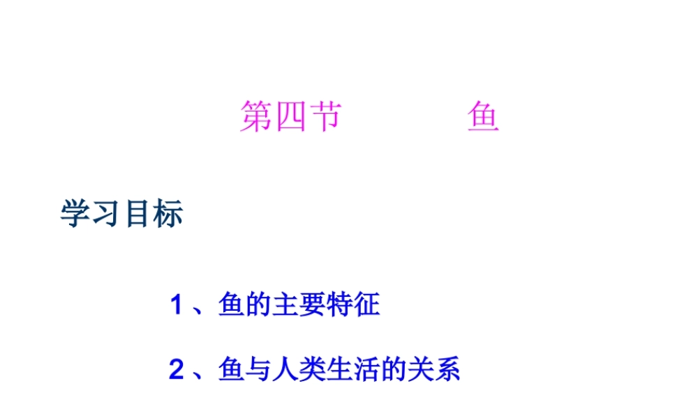 八年级生物上册 第五单元 第一章 动物的主要类群 第四节 鱼课件 （新版）新人教版