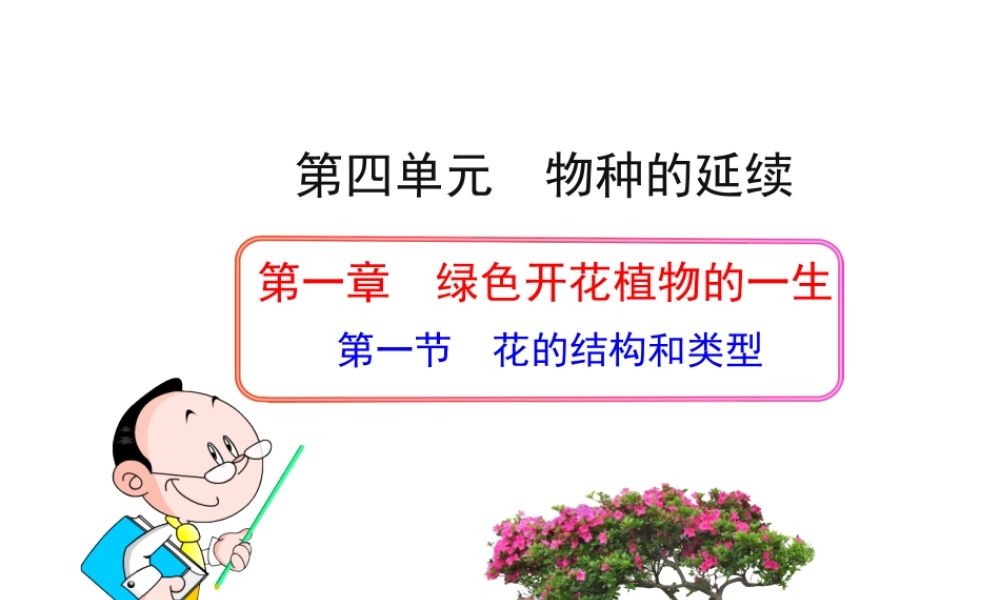 八年级生物上册 第一章 第一节 花的结构和类型课件 济南版