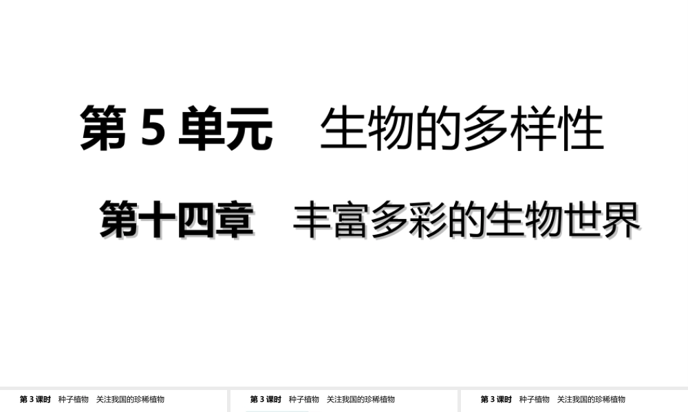 八年级生物上册 第十四章第一节五彩缤纷的植物世界（第3课时 种子植物 关注我国的珍稀植物）课件 （新版）苏教版-（新版）苏教级上册生物课件