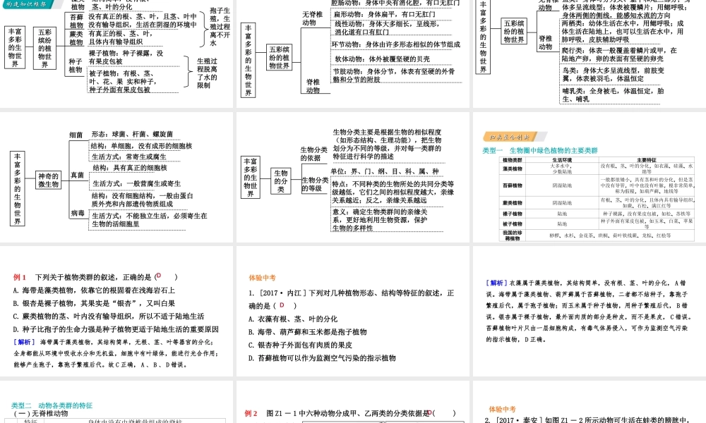 八年级生物上册 第十四章丰富多彩的生物世界复习课件 （新版）苏教版-（新版）苏教级上册生物课件
