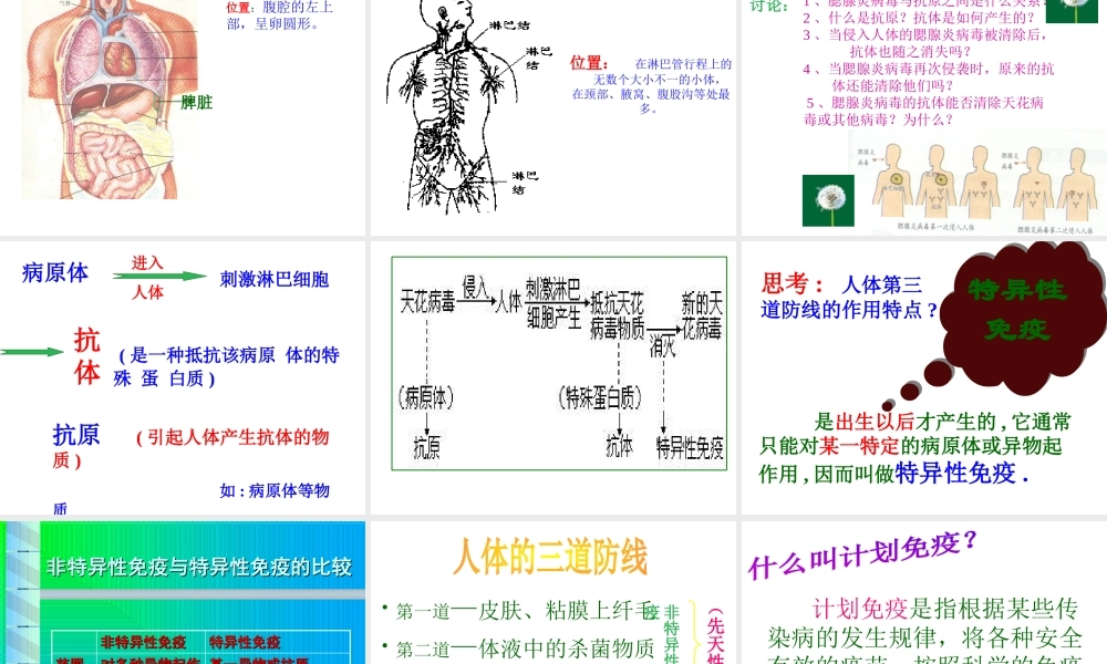 八年级生物上册 第八单元 第一章 第二节 免疫与计划免疫课件 新人教版
