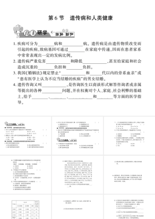 八年级生物上册 第六单元 第第6节 遗传病和人类健康习题课件 （新版）北师大版-（新版）北师大级上册生物课件