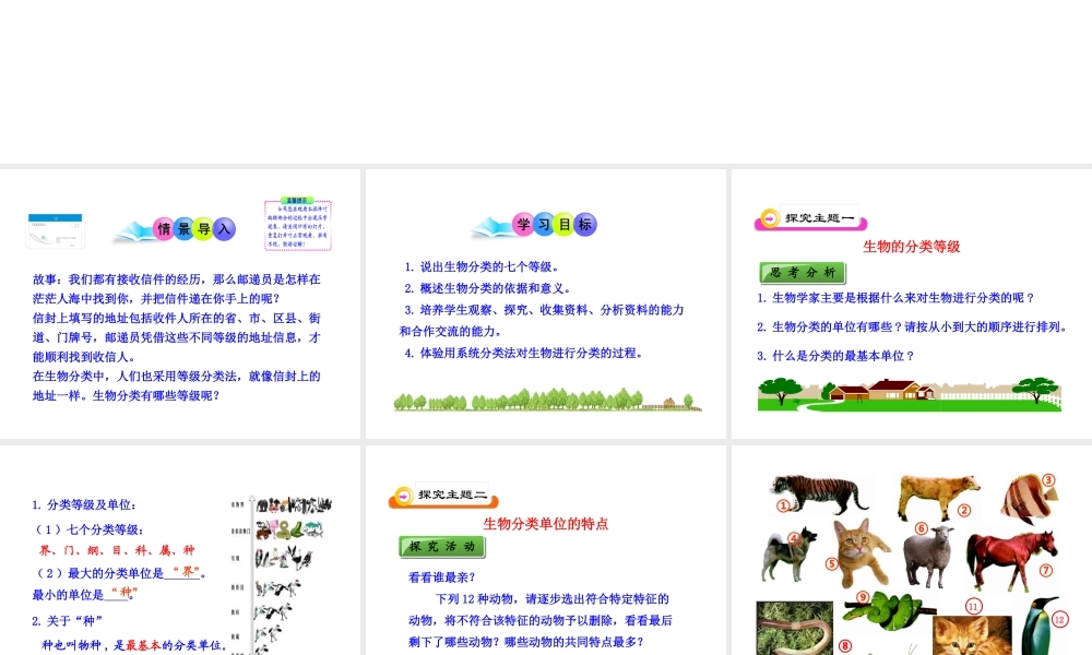 八年级生物上册 第六单元 第二章 第二节 从种到界课件 新人教版