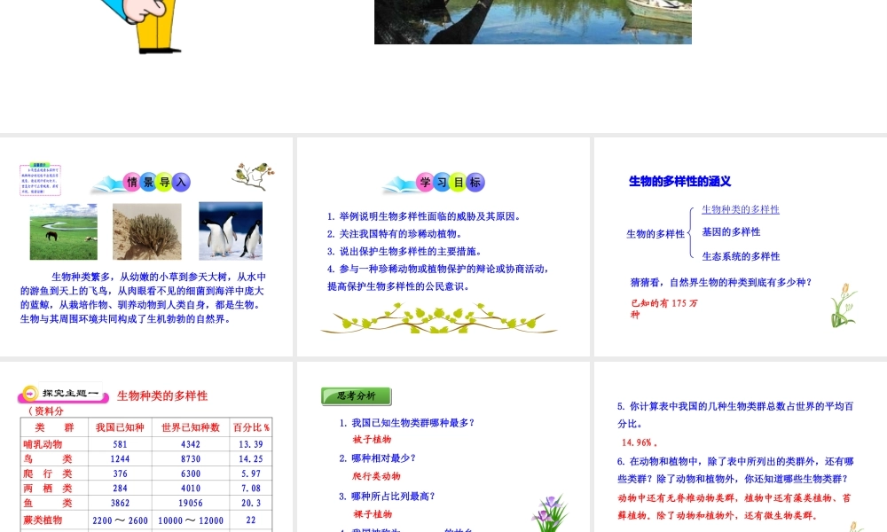 八年级生物上册 第六单元 第二章 认识生物的多样性课件 新人教版