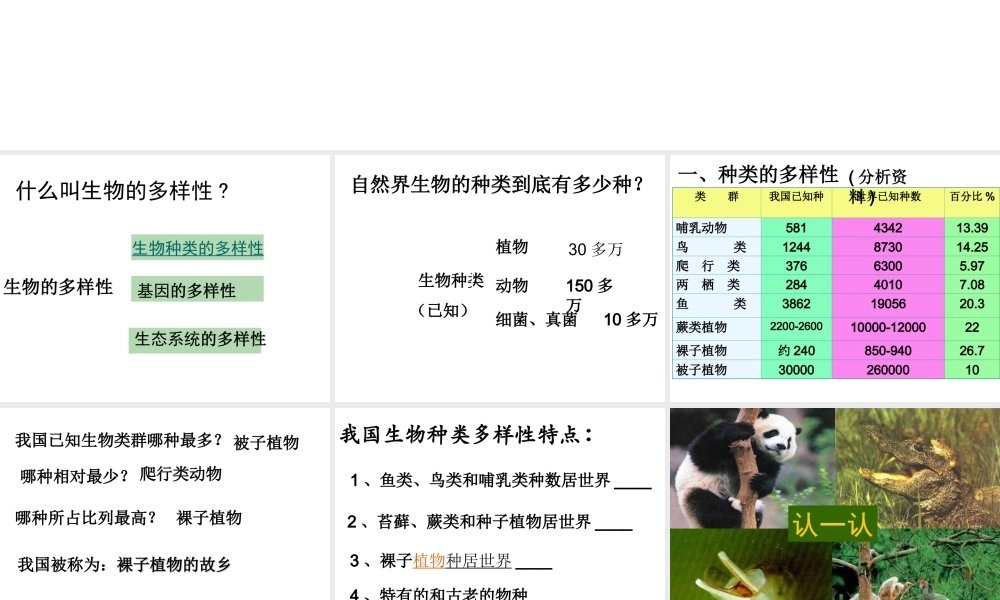 八年级生物上册 第六单元 第二章 认识生物的多样性课件2 新人教版