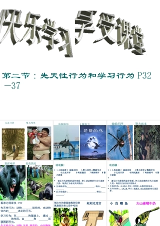 八年级生物上册 第五单元 第二章 第二节 先天性行为和学习行为课件 （新版）新人教版