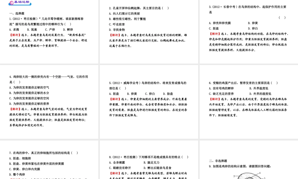 八年级生物上册 第四单元 第二章 第三节 鸟的生殖和发育课件 济南版