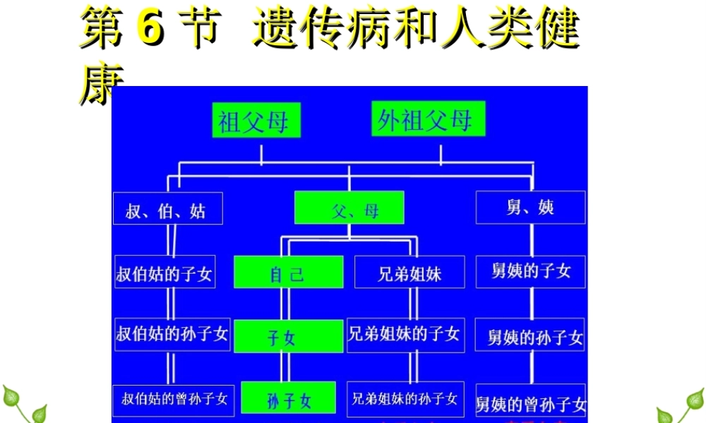 八年级生物上册 第六单元 第六节 遗传病和人类健康课件1 北师大版