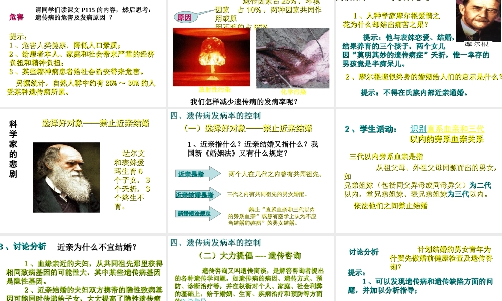 八年级生物上册 第六单元 第六节 遗传病和人类健康课件1 北师大版
