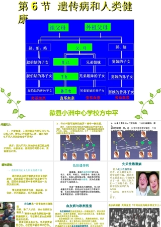 八年级生物上册 第六单元 第六节 遗传病和人类健康课件1 北师大版